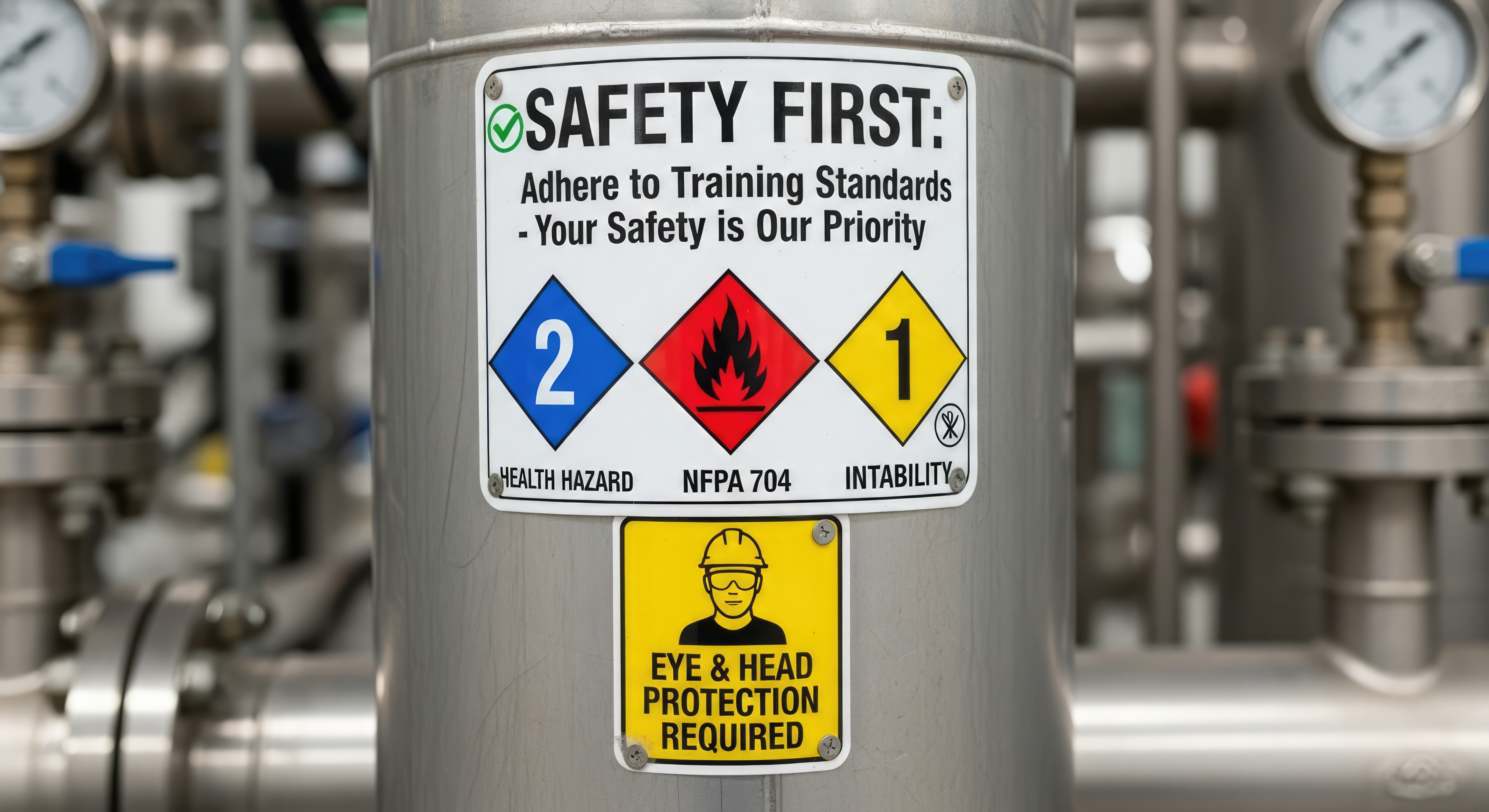NFPA 704 safety compliance label mounted on equipment